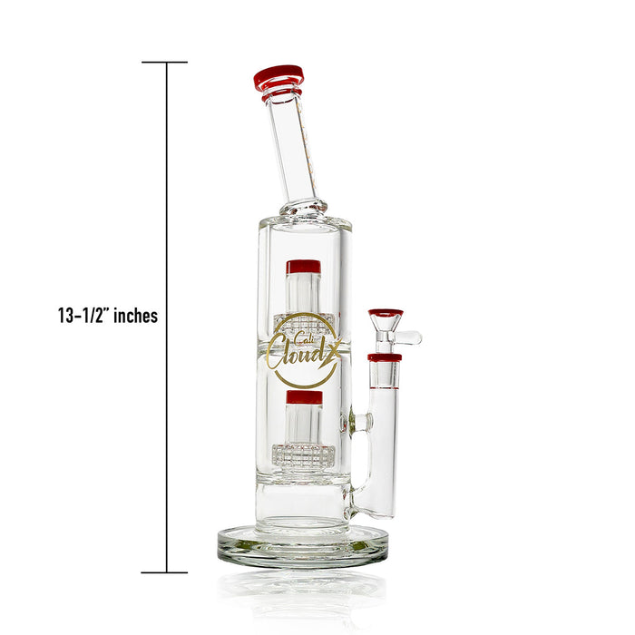 16’ Double Tree Percolator Water Pipe By Cali Cloudx Red