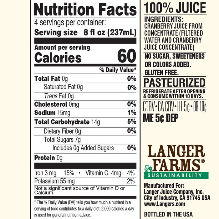 32oz Langer Farms All Cranberry