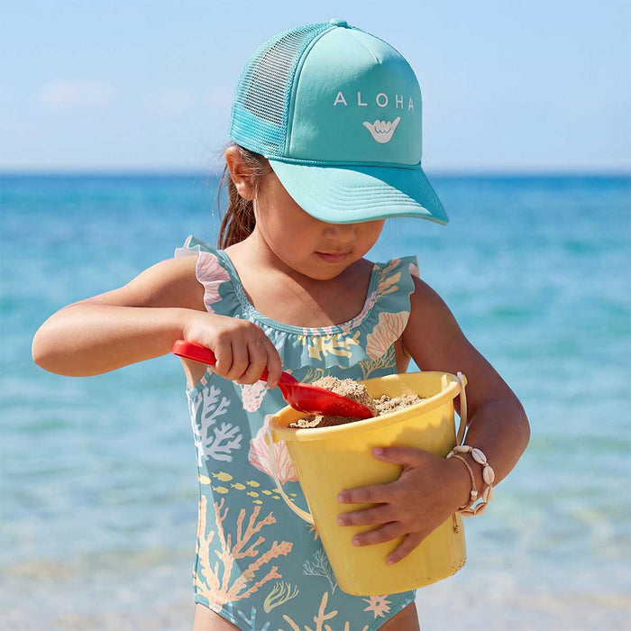 Aloha Shaka Aqua Keiki Trucker Hat