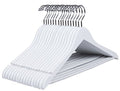 Amber Home Gugertree Solid Wooden Hangers Wood Suit Coat Hanger, White Color Finished with Non-Slip Bar (16)