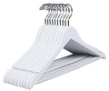 Amber Home Gugertree Solid Wooden Hangers Wood Suit Coat Hanger, White Color Smooth Finished with Non-Slip Bar (10)