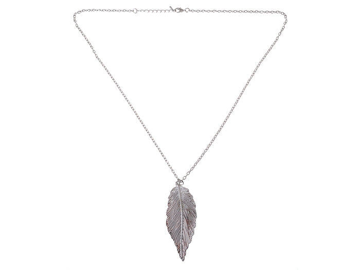 Big Feather Autumn Leaf Pendant Necklace