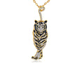 Black Enamel Stripe Tiger Pendant Necklace - ALILANG.COM