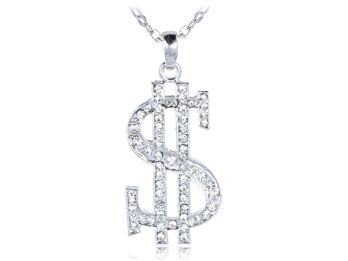 Bling Ice Dollar Sign Czech Huge Pendant Necklace - ALILANG.COM