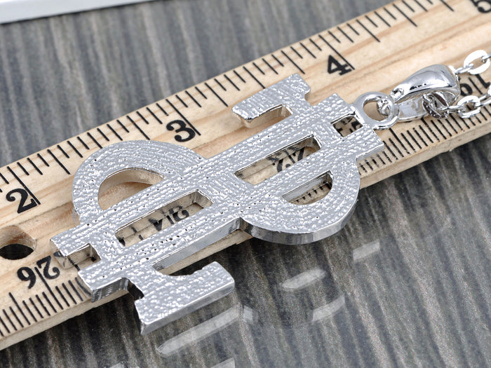 Bling Ice Dollar Sign Czech Huge Pendant Necklace - ALILANG.COM