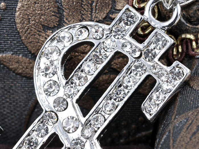 Bling Ice Dollar Sign Czech Huge Pendant Necklace - ALILANG.COM