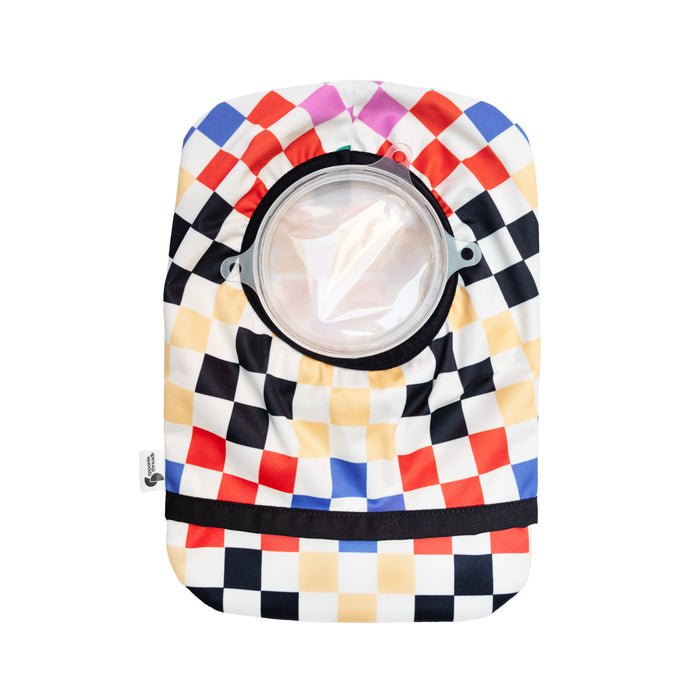 Flat of Checkerboard Elastic Ostomy Bag Cover with pouch
