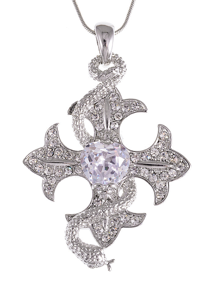 Cool Serpent Wrap Holy Celtic Cross Pendant Necklace - ALILANG.COM