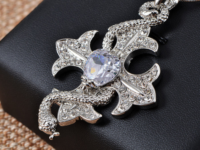 Cool Serpent Wrap Holy Celtic Cross Pendant Necklace - ALILANG.COM