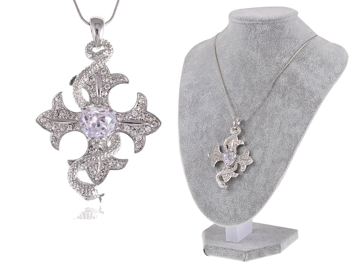 Cool Serpent Wrap Holy Celtic Cross Pendant Necklace - ALILANG.COM