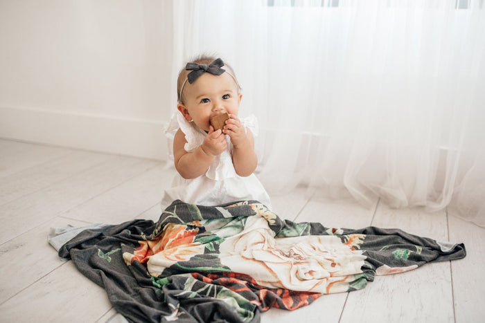 Copper Pearl Knit Swaddle Blanket | Raven