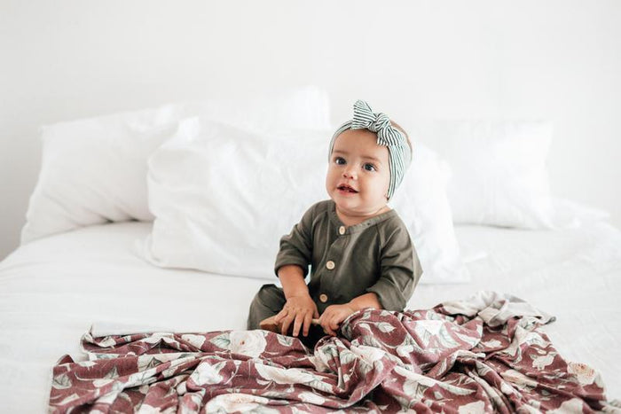 Copper Pearl Knit Swaddle Blanket | Scarlet