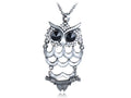 Dangle Hooting Face Owl Cut Out Body Pendant Necklace