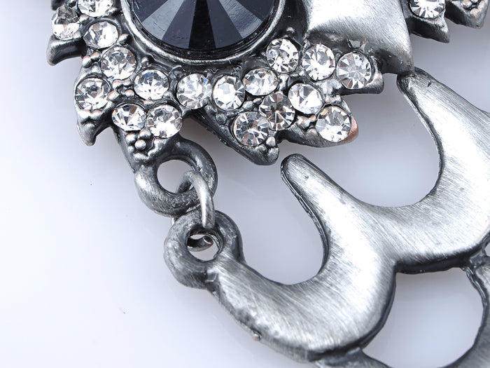 Dangle Hooting Face Owl Cut Out Body Pendant Necklace