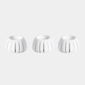 Three white ceramic Diffusion Well vessels arranged in a row against a white background, designed for long-lasting aromatherapy diffusion with the Canopy Diffuser. Diffusion Well 3-Pack by Canopy.