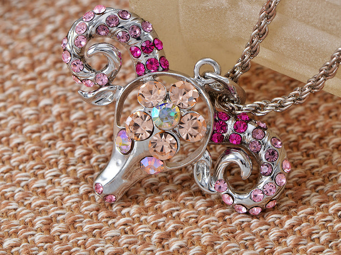 Dominating Pink Sheep Head Necklace Pendant