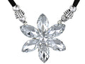 Faceted Flower Floral Ribbon Tie Balls Necklace