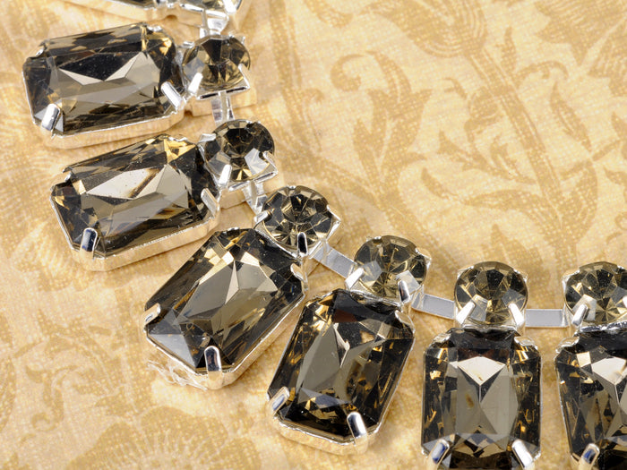 Faceted Smokey Gem Topaz Light Smokey Ribbon Bib Necklace