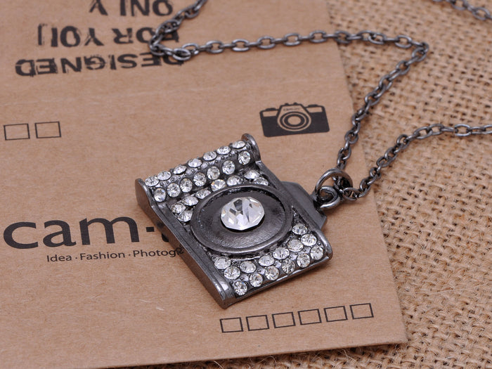Flashy Loud Encrust Camera Pendant Necklace