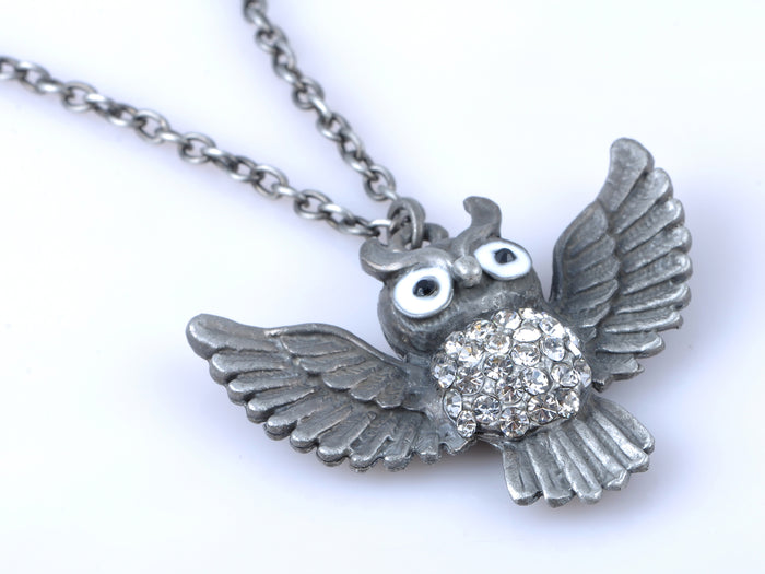 Fly Open Wings Owl Jewelry Pendant Necklace