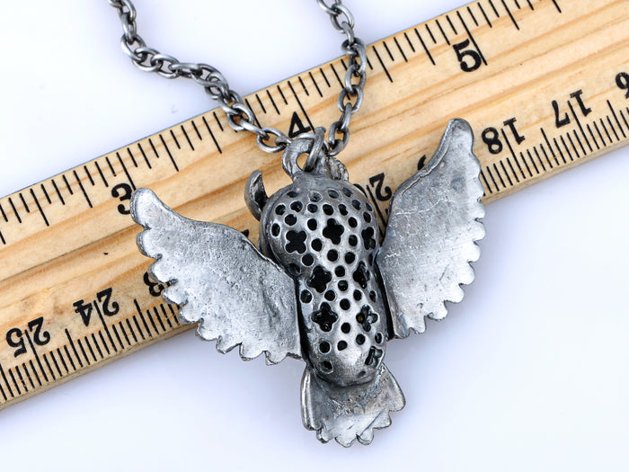 Fly Open Wings Owl Jewelry Pendant Necklace