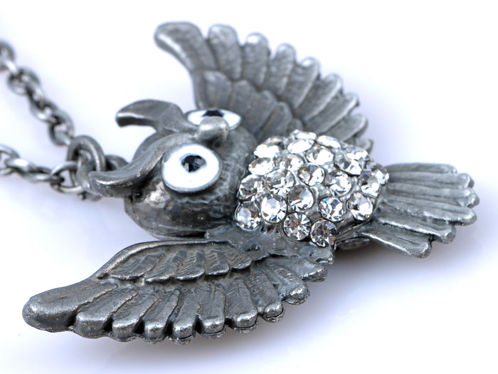 Fly Open Wings Owl Jewelry Pendant Necklace
