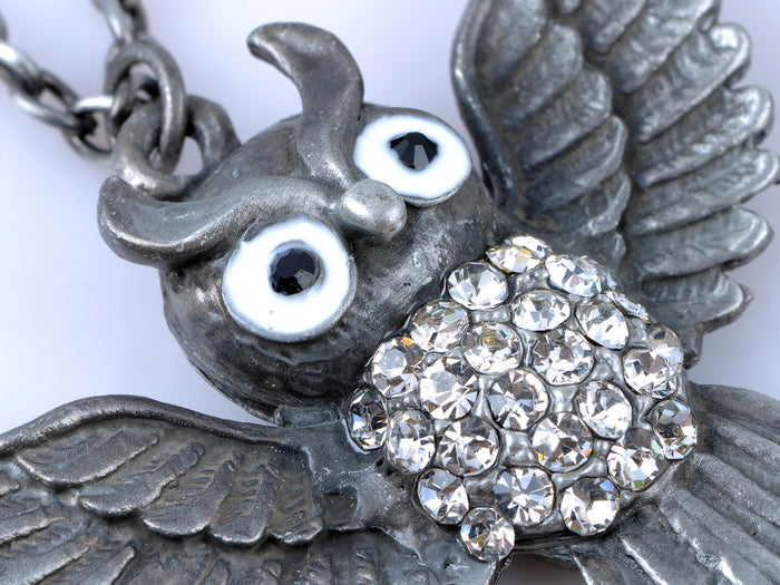 Fly Open Wings Owl Jewelry Pendant Necklace