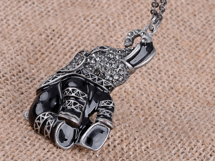 Grey Tribal Aztec Sitting Black Elephant