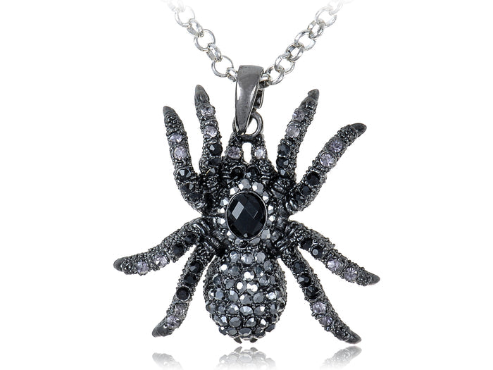 Hematite Czech Spider Pendant Necklace Black Purple Gun - ALILANG.COM