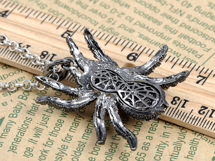 Hematite Czech Spider Pendant Necklace Black Purple Gun - ALILANG.COM
