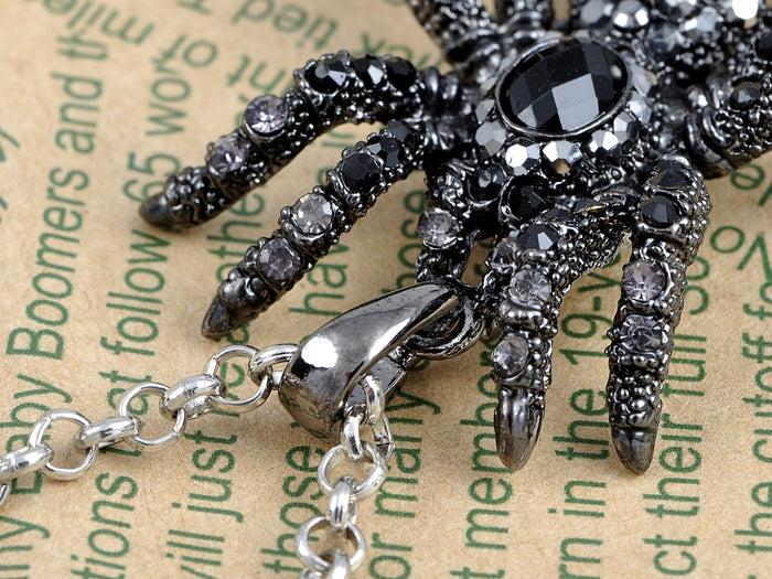 Hematite Czech Spider Pendant Necklace Black Purple Gun - ALILANG.COM