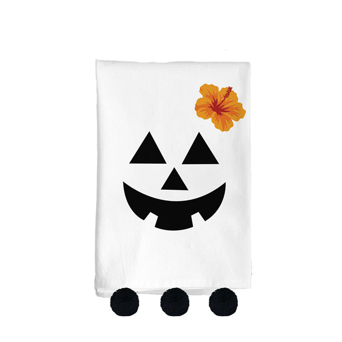 Hibiscus Boo White Flour Sack Kitchen Towel