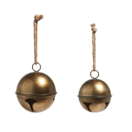 Jingle Bell Ornament - Antique Gold, 2 Size Options