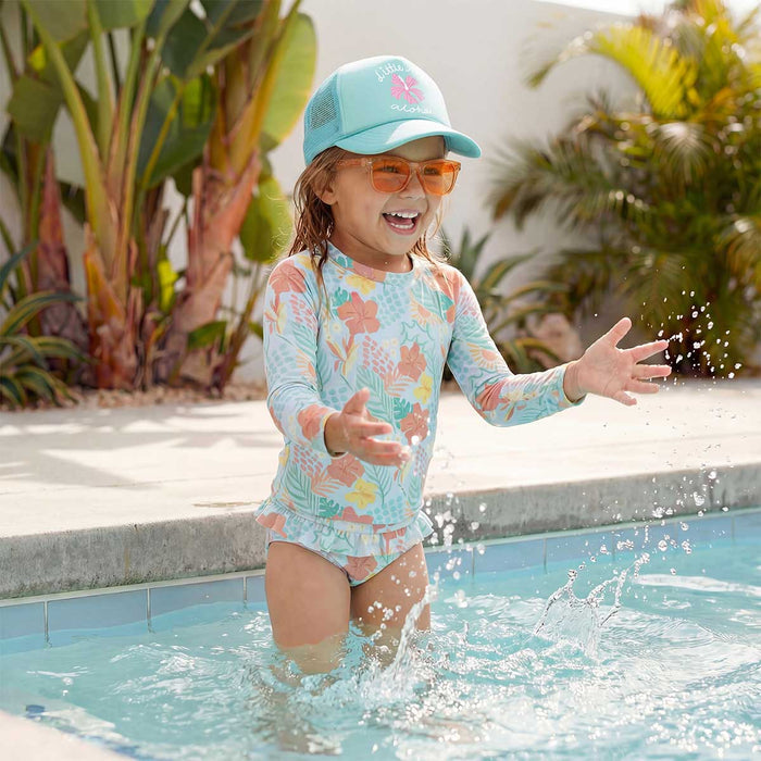 Little Miss Aloha Aqua Keiki Trucker Hat