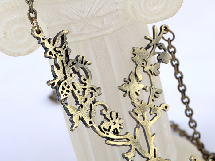 Nature Aware Bursting Life Tree Antler Bambi Leaf Deer Forest Pendant Necklace