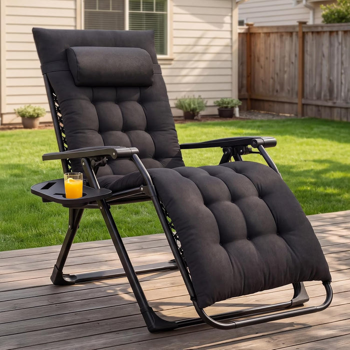 lockable zero gravity recline mechanism adjustable from 90° to 170° with replaceable elastic cords
