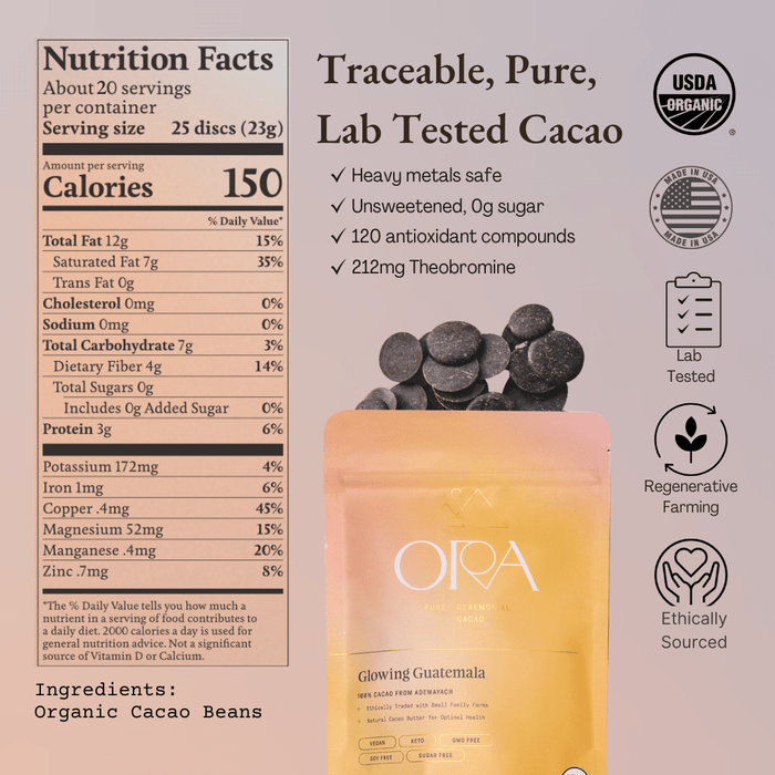 Ora Cacao Ora Glowing Guatemala - Nutrition Facts