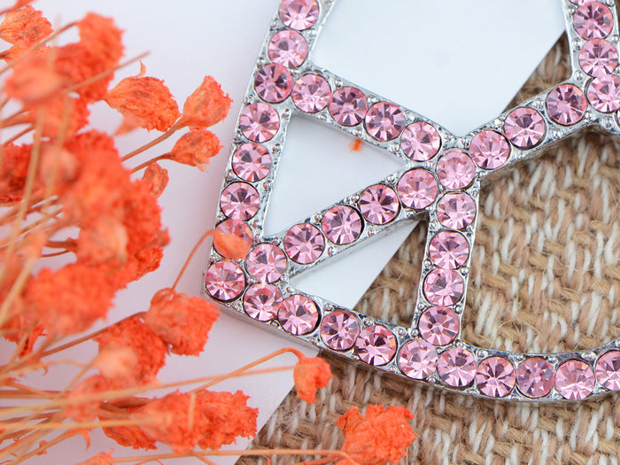 Pink Heart Peace Sign Symbol Pendant Necklace