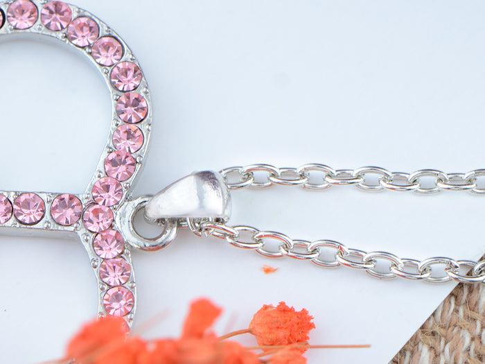 Pink Heart Peace Sign Symbol Pendant Necklace