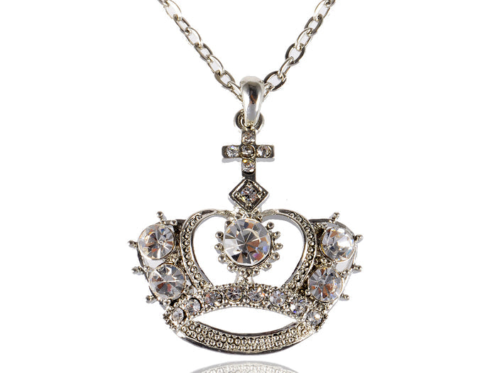 Pope King Queen Royal Crown Fancy Pendant Necklace
