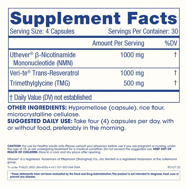 Prohealth Longevity NMN Pro™ Complete Supplement Facts