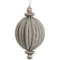 Silver Ridged Jeweled Velvet Ball Ornament, 4"