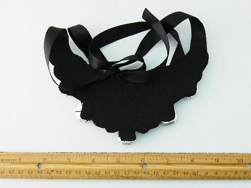 Smokey Faceted Beads Floral Ribbon Bib Necklace - ALILANG.COM
