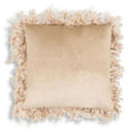 Soft Beige Velvet Pillow with Feathers