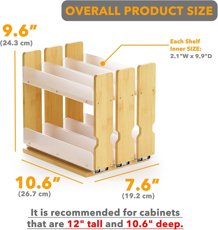 available in 4 widths (5.1", 7.3", 7.6", 10.1") to fit varied cabinet interiors
