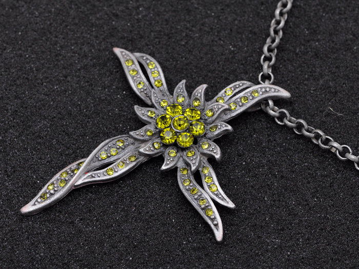 Sun Flower Olive Colorful Cross Pendant Necklace Pendant
