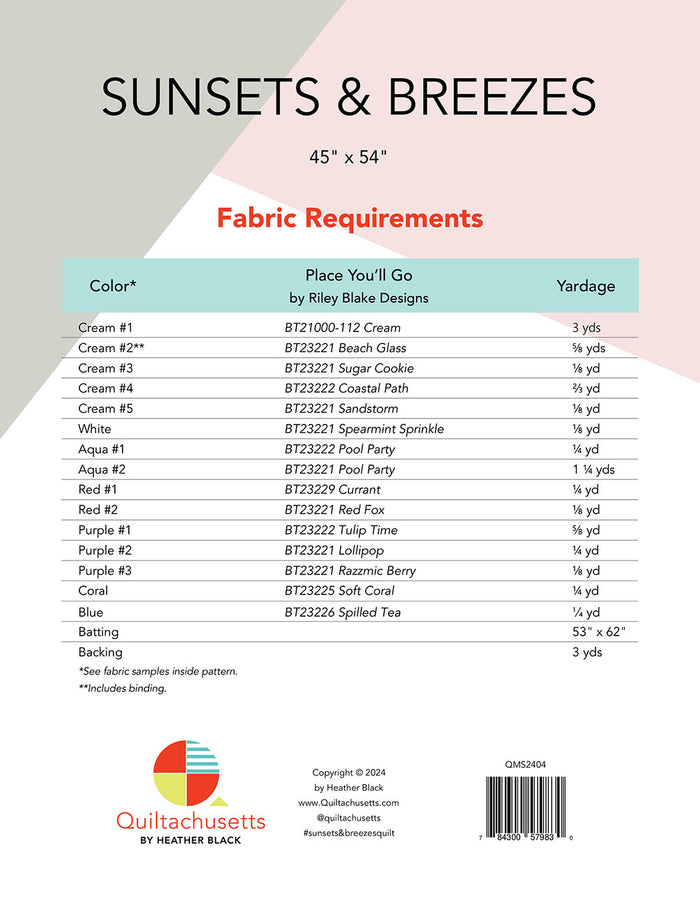 Sunsets & Breezes Quilt Pattern - Quiltachusetts