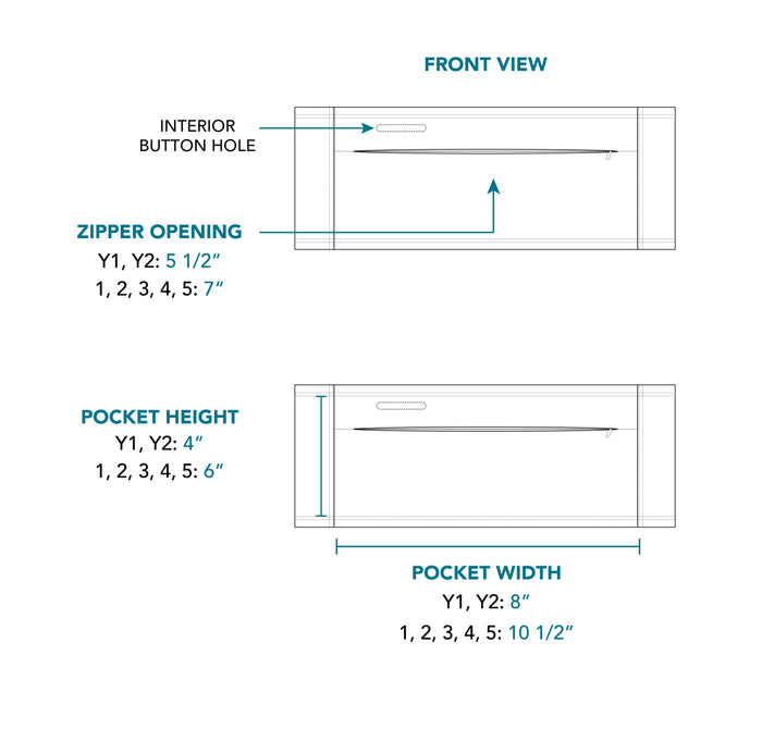 Sketch showing dimensions of Double Pocket Belt