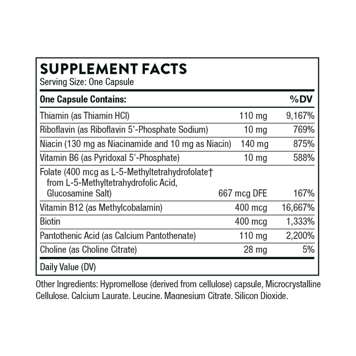 Thorne Basic B Complex Supplement Facts
