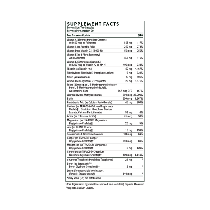 Thorne Basic Nutrients 2/Day | Daily Multivitamin & Mineral Support